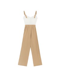 Contrast Spaghetti Strap Waist Cut Out Wide Leg Padded Jumpsuit