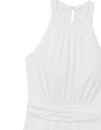 Ruched Halter Neck Wide Leg Padded Jumpsuit with Waistband Detail