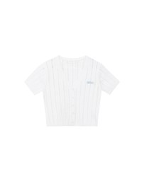 Cable Knit Cropped Cardigan Top with AIR SPACE Logo Embroidered