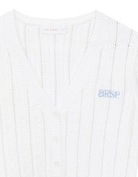 Cable Knit Cropped Cardigan Top with AIR SPACE Logo Embroidered