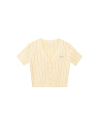 Cable Knit Cropped Cardigan Top with AIR SPACE Logo Embroidered