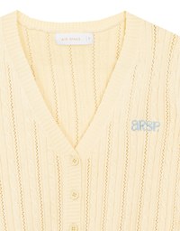 Cable Knit Cropped Cardigan Top with AIR SPACE Logo Embroidered