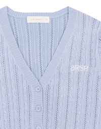 Cable Knit Cropped Cardigan Top with AIR SPACE Logo Embroidered