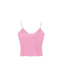Ruffle Hem Knit Crop Cami Padded Top with Floral Buttons