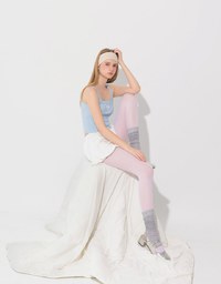 Ribbed Cable Knit Crop Tank Top with AIR SPACE Logo Embroidered Heart Detail
