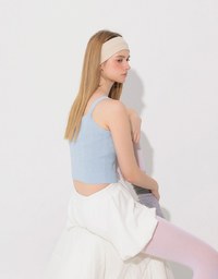 Ribbed Cable Knit Crop Tank Top with AIR SPACE Logo Embroidered Heart Detail