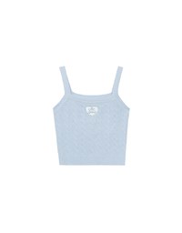 Ribbed Cable Knit Crop Tank Top with AIR SPACE Logo Embroidered Heart Detail