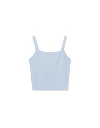 Ribbed Cable Knit Crop Tank Top with AIR SPACE Logo Embroidered Heart Detail