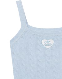 Ribbed Cable Knit Crop Tank Top with AIR SPACE Logo Embroidered Heart Detail