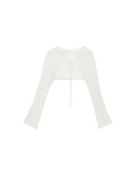 Open Knit Crop Cardigan with Heart Cut Outs Design