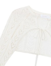 Open Knit Crop Cardigan with Heart Cut Outs Design
