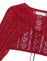 Open Knit Crop Cardigan with Heart Cut Outs Design