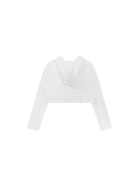 Openwork Stripe Sheer Knit Button Front Hoodie Cardigan