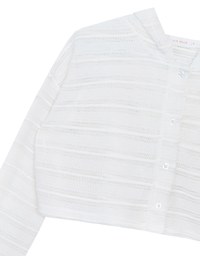 Openwork Stripe Sheer Knit Button Front Hoodie Cardigan