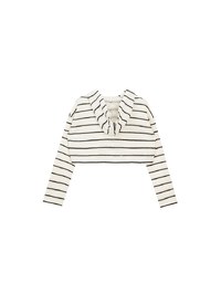 Openwork Stripe Sheer Knit Button Front Hoodie Cardigan