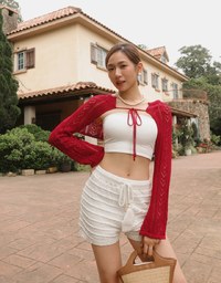 【GUT GUT】ボーダーニットリボン付きショートパンツ