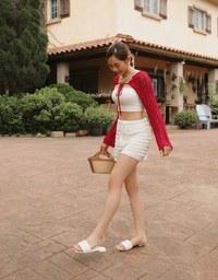【GUT GUT】ボーダーニットリボン付きショートパンツ