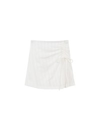 Textured Stripe Ruched Side Drawstring Mini Skorts
