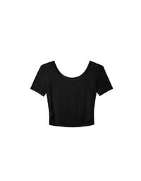 Basic Essential 2 Way Stretch Crop Tee with Side Ruching Detail