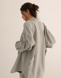 Cooling Fabric Lightweight Oversized Blouse with Pocket Detail