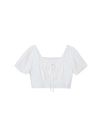 Cooling Fabric Drawstring Front Square Neck Top