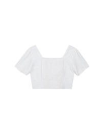 Cooling Fabric Drawstring Front Square Neck Top
