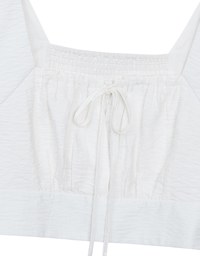 Cooling Fabric Drawstring Front Square Neck Top