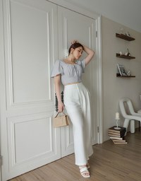 Cooling Fabric Drawstring Front Square Neck Top