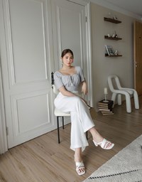 Cooling Fabric Drawstring Front Square Neck Top