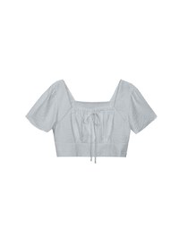 Cooling Fabric Drawstring Front Square Neck Top