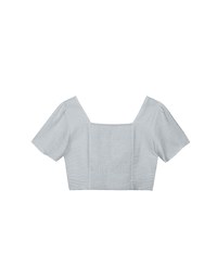 Cooling Fabric Drawstring Front Square Neck Top
