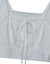 Cooling Fabric Drawstring Front Square Neck Top