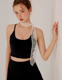 U Neck Sculpting Spaghetti Strap Cami Padded Top with Cross Strap Back Detail