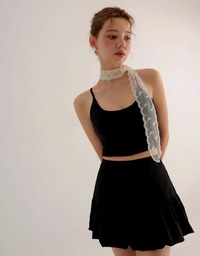 U Neck Sculpting Spaghetti Strap Cami Padded Top with Cross Strap Back Detail