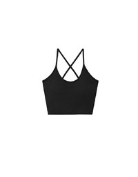 U Neck Sculpting Spaghetti Strap Cami Padded Top with Cross Strap Back Detail