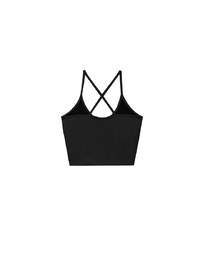 U Neck Sculpting Spaghetti Strap Cami Padded Top with Cross Strap Back Detail