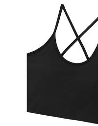 U Neck Sculpting Spaghetti Strap Cami Padded Top with Cross Strap Back Detail