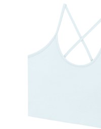 U Neck Sculpting Spaghetti Strap Cami Padded Top with Cross Strap Back Detail