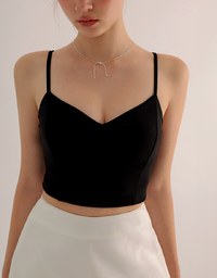 V Neck Sculpting Spaghetti Strap Cami Padded Top with Clean Back Design