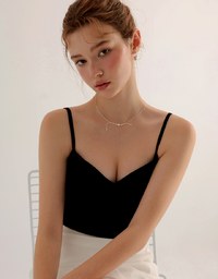 V Neck Sculpting Spaghetti Strap Cami Padded Top with Clean Back Design