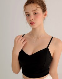 V Neck Sculpting Spaghetti Strap Cami Padded Top with Clean Back Design