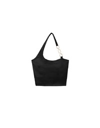 One Shoulder Ribbed Knit Padded Tank Top with Bold Chain Strap