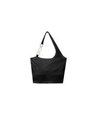 One Shoulder Ribbed Knit Padded Tank Top with Bold Chain Strap