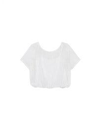 Faux 2 Piece Layered Mesh Short Sleeve Top with Soft Knit Texture