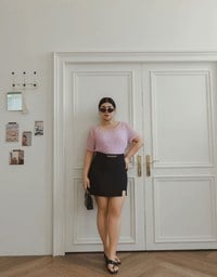 Faux 2 Piece Layered Mesh Short Sleeve Top with Soft Knit Texture