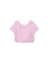 Faux 2 Piece Layered Mesh Short Sleeve Top with Soft Knit Texture