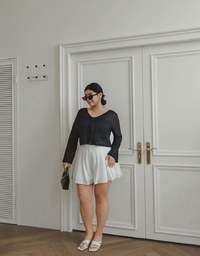 Sheer Daisy Embossed Knit V Neck Cardigan