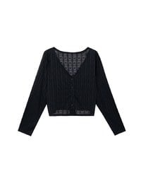 Sheer Daisy Embossed Knit V Neck Cardigan