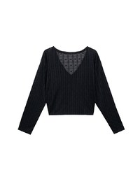 Sheer Daisy Embossed Knit V Neck Cardigan