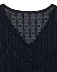 Sheer Daisy Embossed Knit V Neck Cardigan